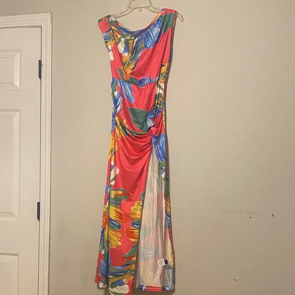 SHEIN Red Tropical Floral Maxi Dress
